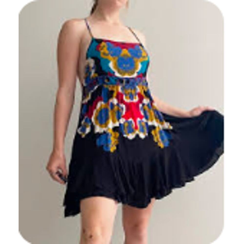 Free People Printed Spaghetti Strap Dress Size Medium
